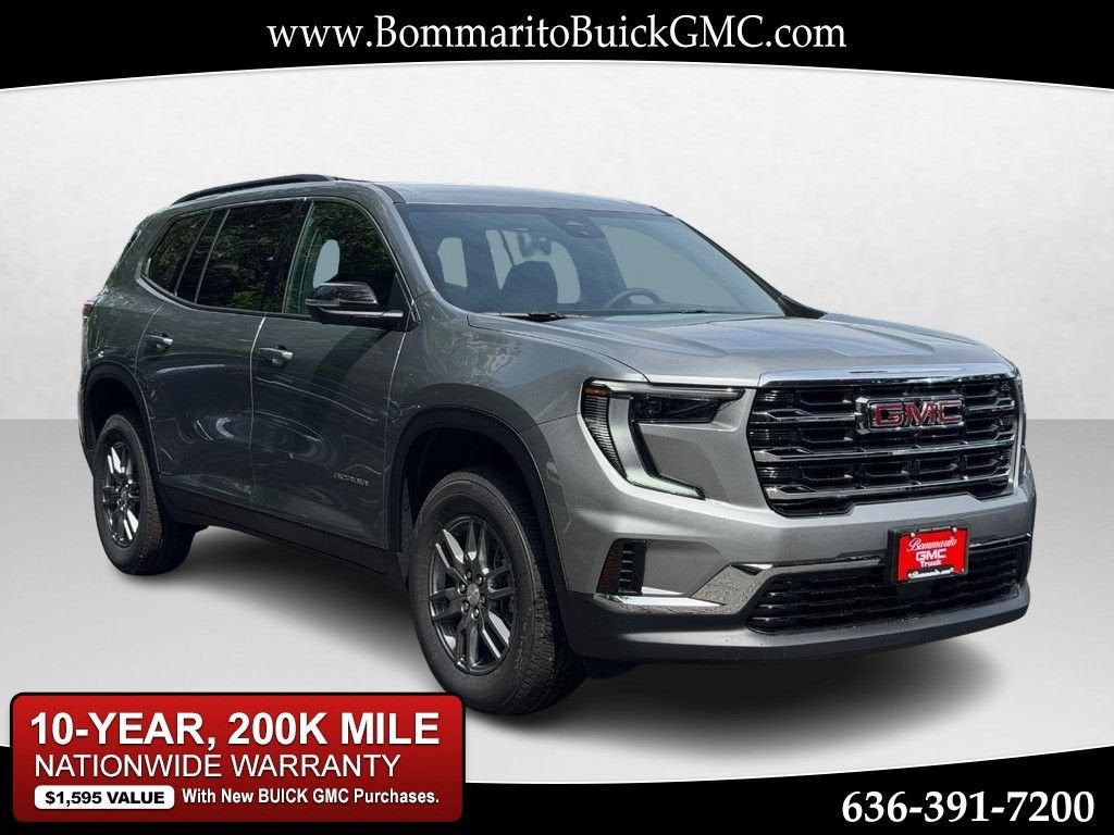 2026 GMC Acadia Elevation in Sterling Metallic — front three-quarter view