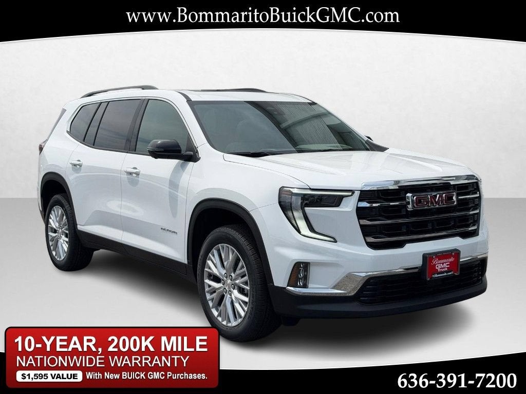 2026 GMC Acadia Elevation in Summit White — front three-quarter view