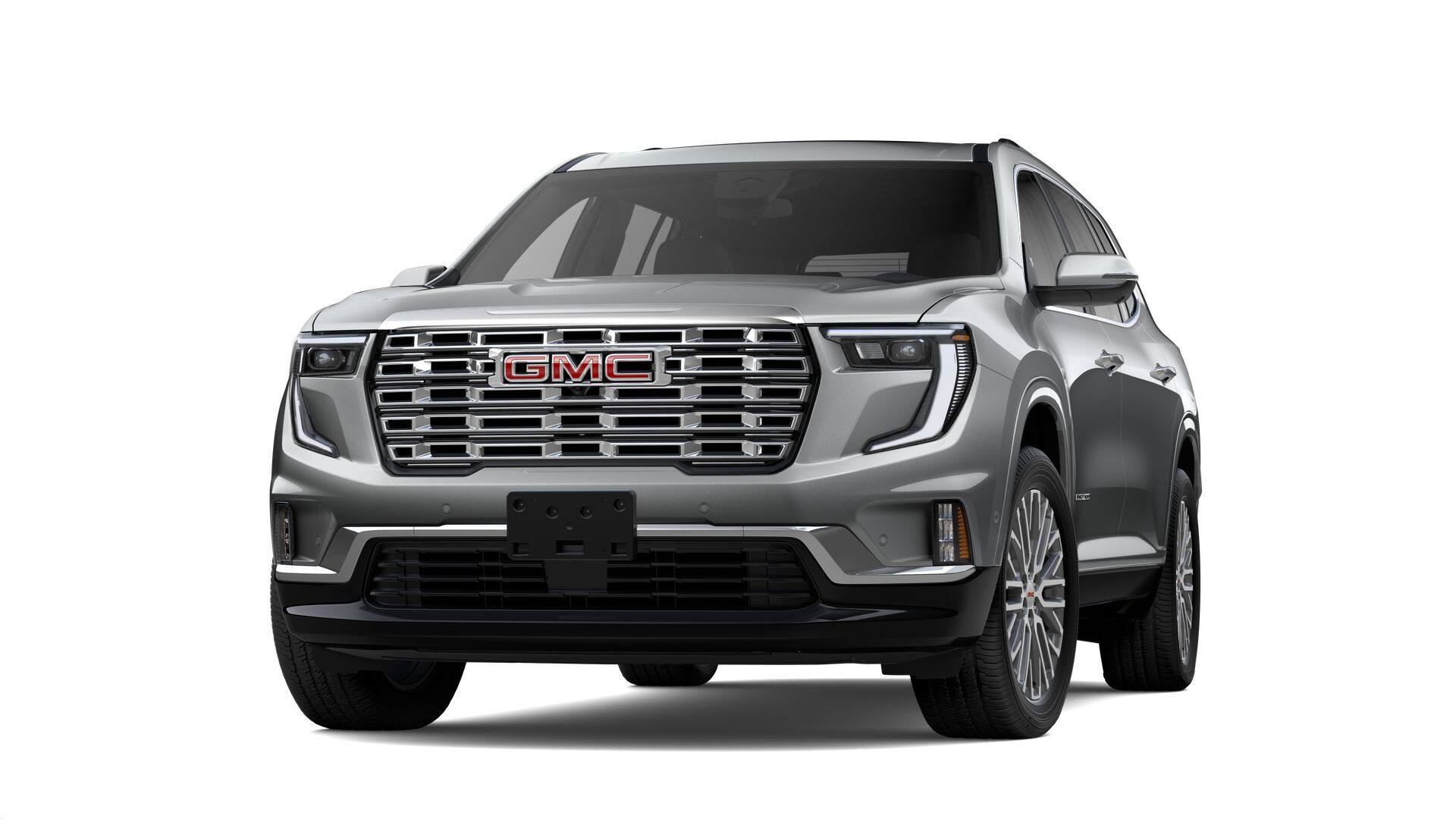 2026 GMC Acadia Denali in Sterling Metallic — front three-quarter view