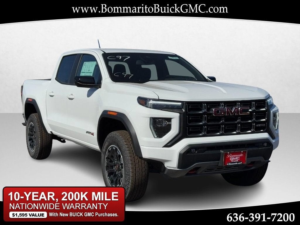 2026 GMC Canyon AT4 in Summit White — front three-quarter view