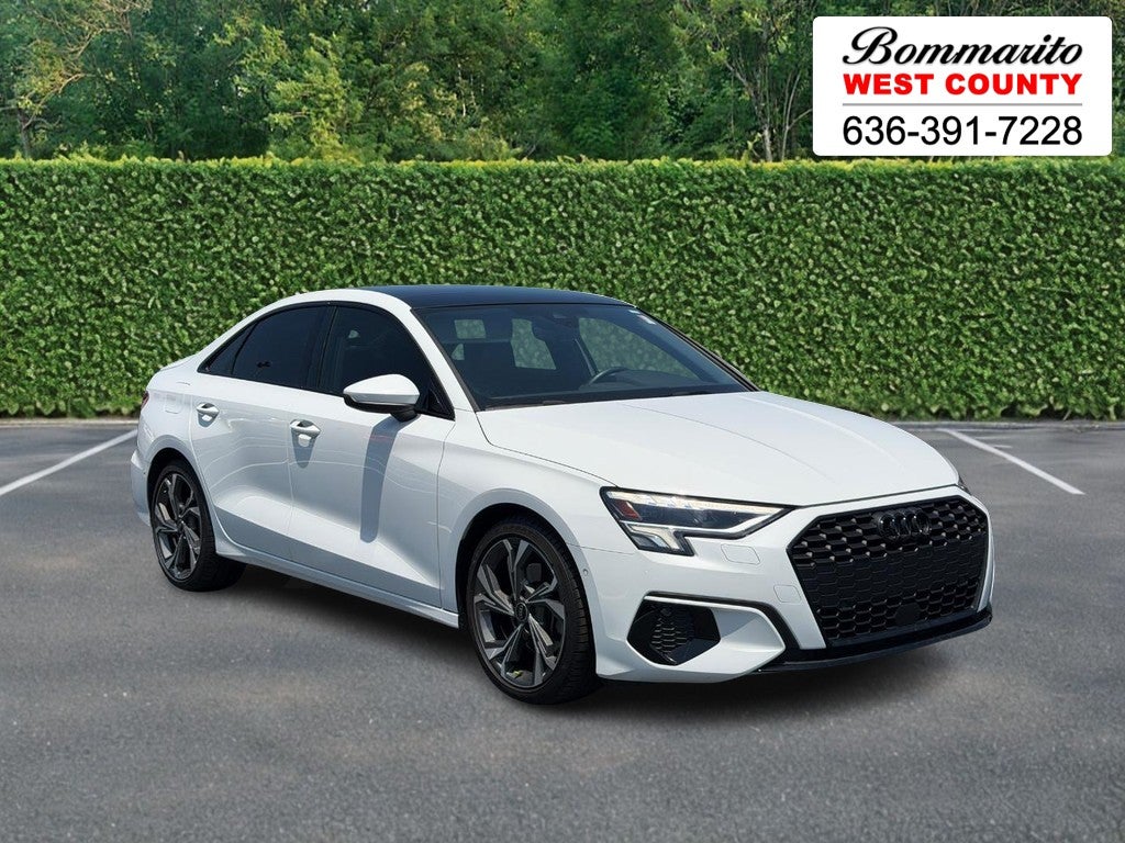 2023 Audi A3 Premium 40 TFSI in Glacier White — front three-quarter view